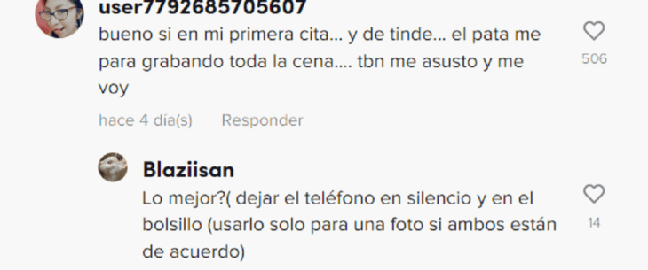 comentarios de usuarios de TikTok 