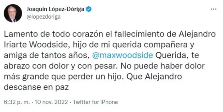 Muere Alejandro Iriarte, hijo de Maxine Woodside, a los 55 años