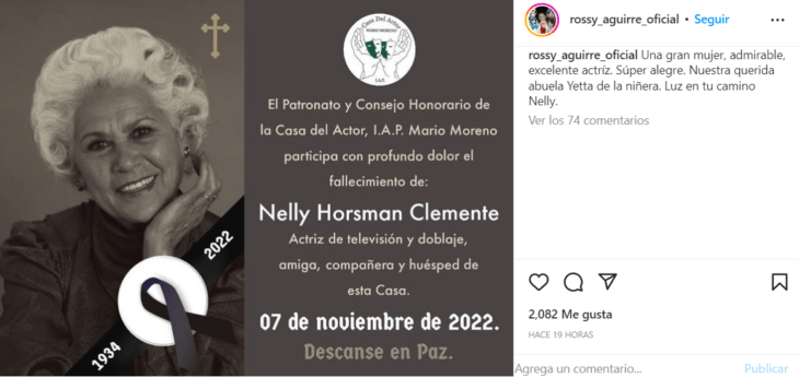 esquela de Nelly Horsman Clemente