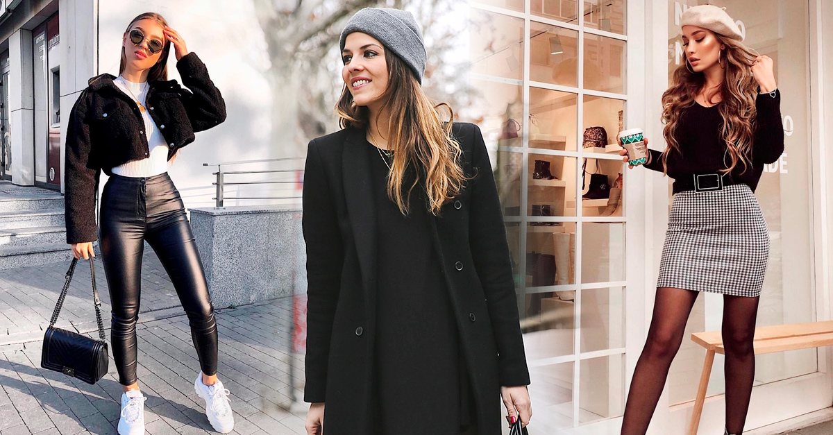 15 ideas de outfits para el invierno en color negro