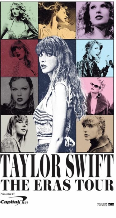póster oficial de promoción para la gira The Eras Tour de Taylor Swift 