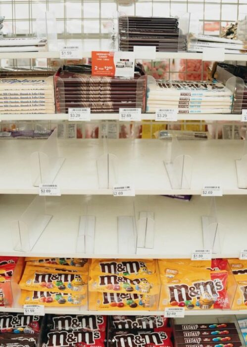 empty chocolate shelf