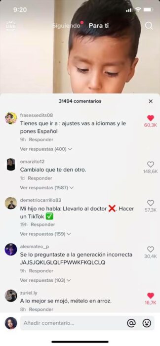 señora pdie ayuda porque su hijo de 3 años no habla y los comentarios son una joya