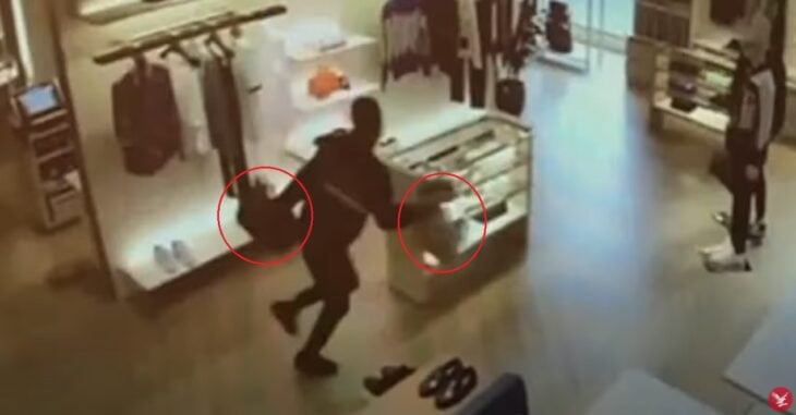 Thief robs Louis Vuitton and crashes with glass