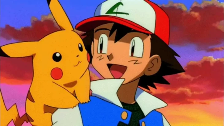 personajes pikachu y ash ketchup de la serie animada pokémon