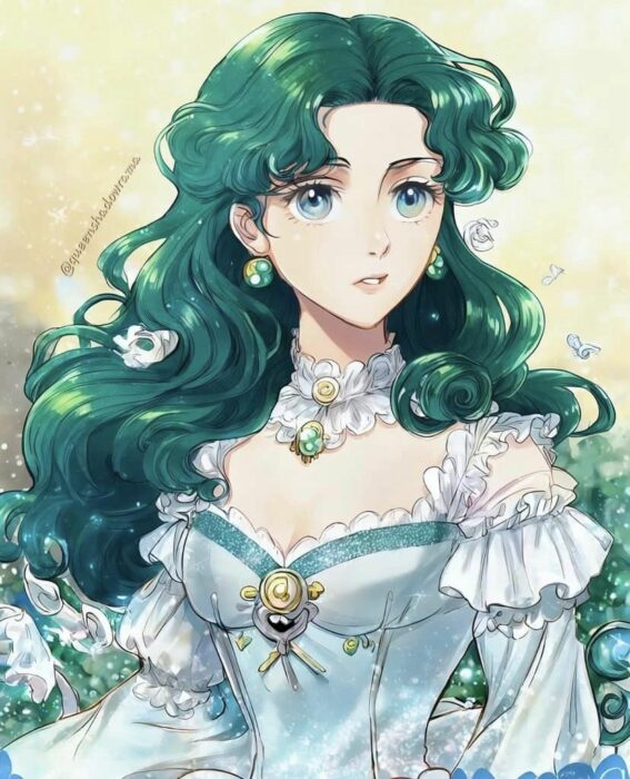 ilustración de Sailor Neptune en estilo victoriano