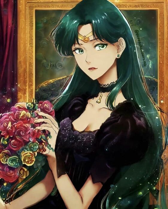 ilustración de Sailor Pluto en estilo victoriano