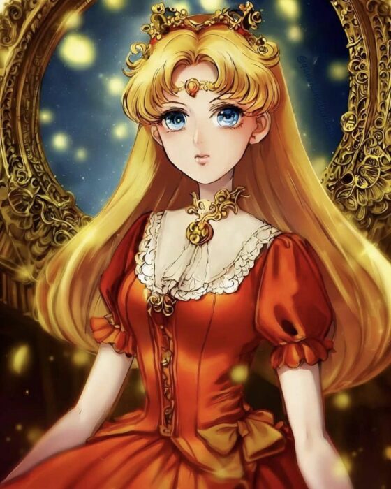 ilustración de Sailor Venus en estilo victoriano