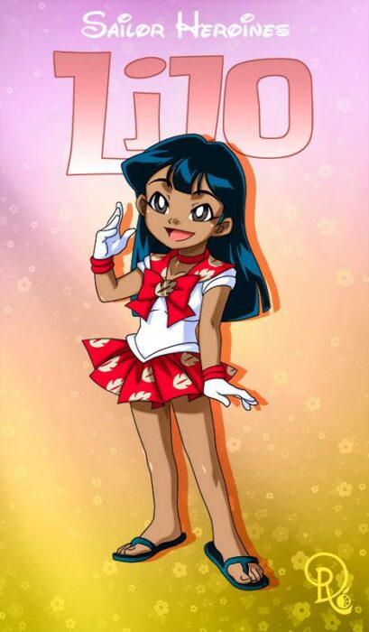 illustration showing what Lilo would look like in her version of the Sailor Moon manga 