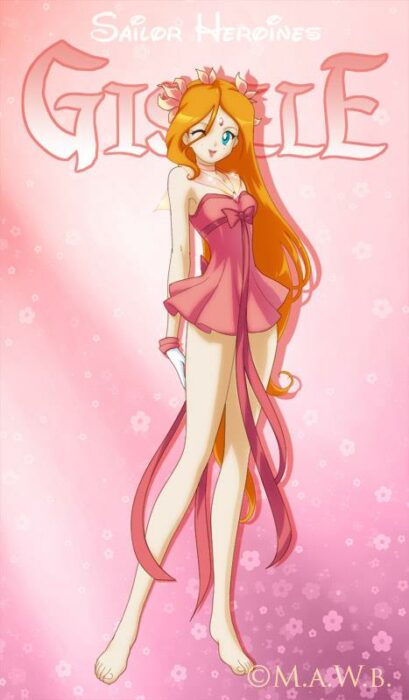 illustration showing how Gissele would look enchanted in her version of the Sailor Moon manga 