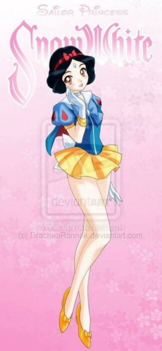 ilustración que muestra cómo se vería Blancanieves en su versión de Sailor Moon 