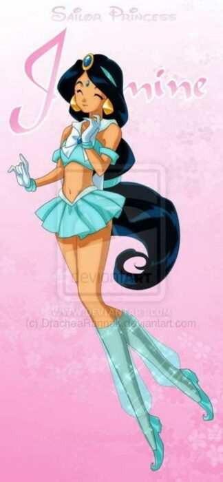 illustration showing princess Jasmine in her version of the Sailor Moon manga 