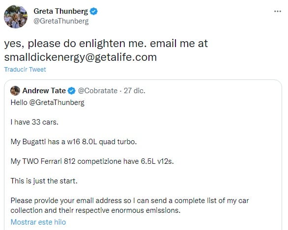 Respuesta de Greta a Tate