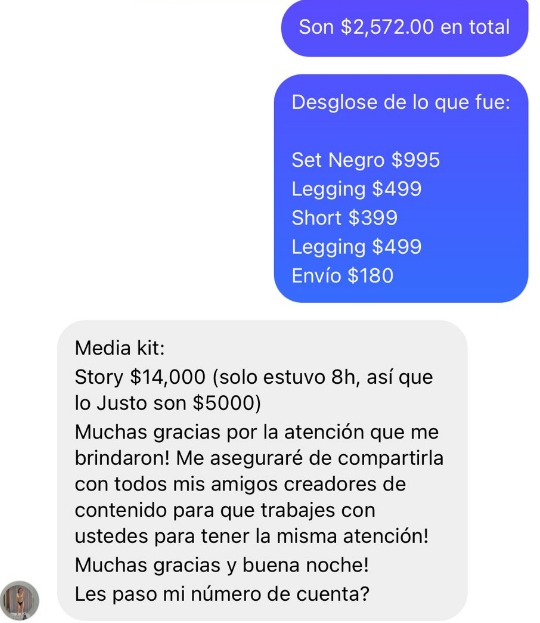 conversación influencer y tienda de ropa