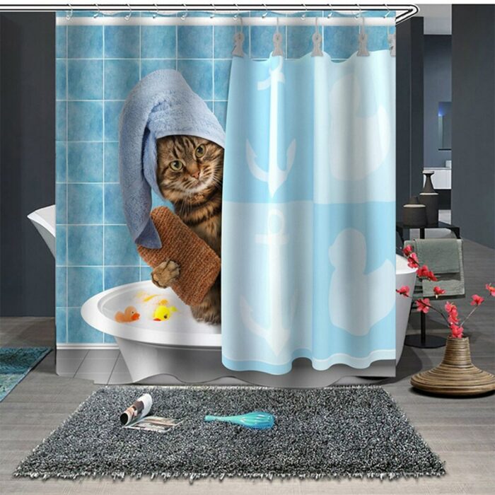 Cortina de baño de gatito