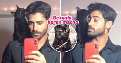 Dulce gatita peina y ayuda a su humano a prepararse para una cita romántica