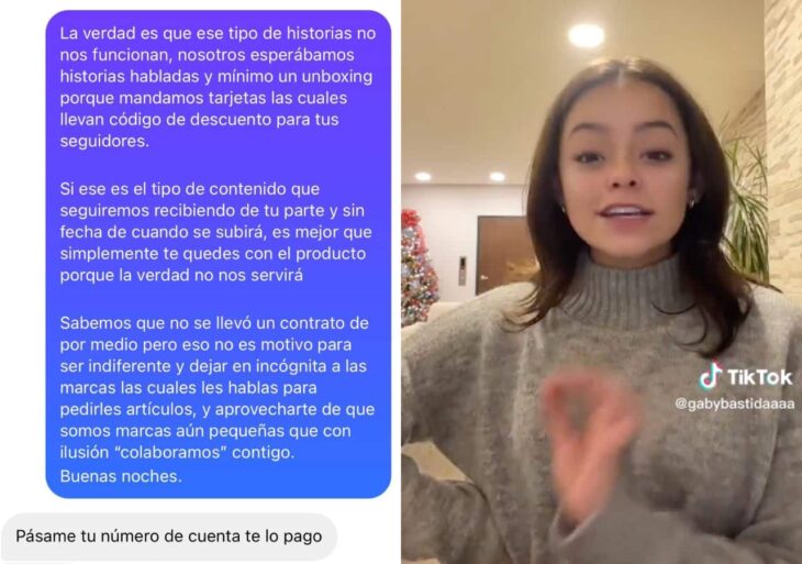 conversación de influencer con tienda de ropa