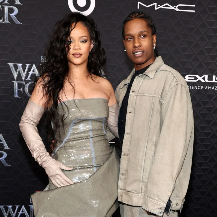 Rihanna y ASAP Rocky en la premier de Black Panther: Wakanda Forever