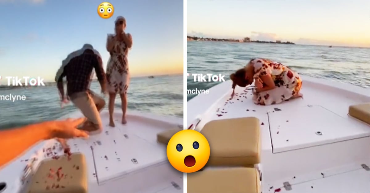 Hombre pide matrimonio en yate y se le cae el anillo al mar