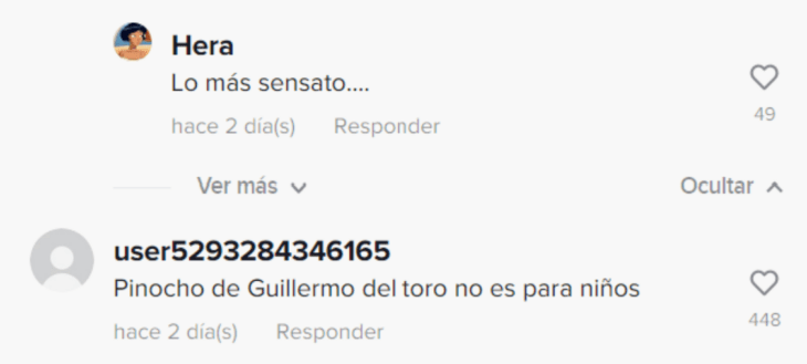 comentarios de usuarios de la red de TikTok 
