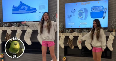 Usando un PowerPoint le explica a sus papás qué regalos quiere para Navidad