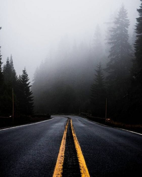 carretera oscura y vacía
