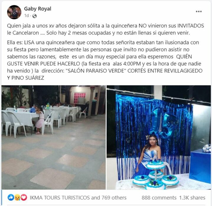 Publicación de quinceañera que dejan plantada en veracruz