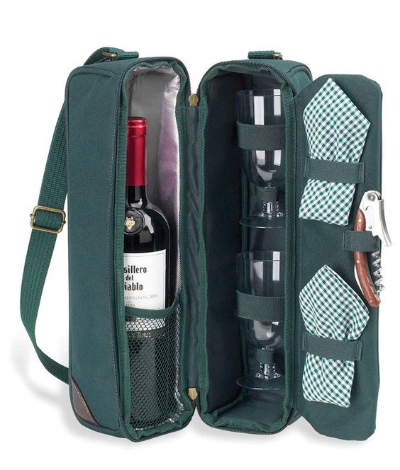 bolso con botella de vino