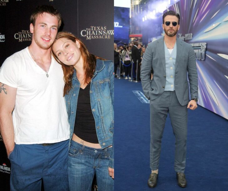 Chris Evans before and after on the red carpet