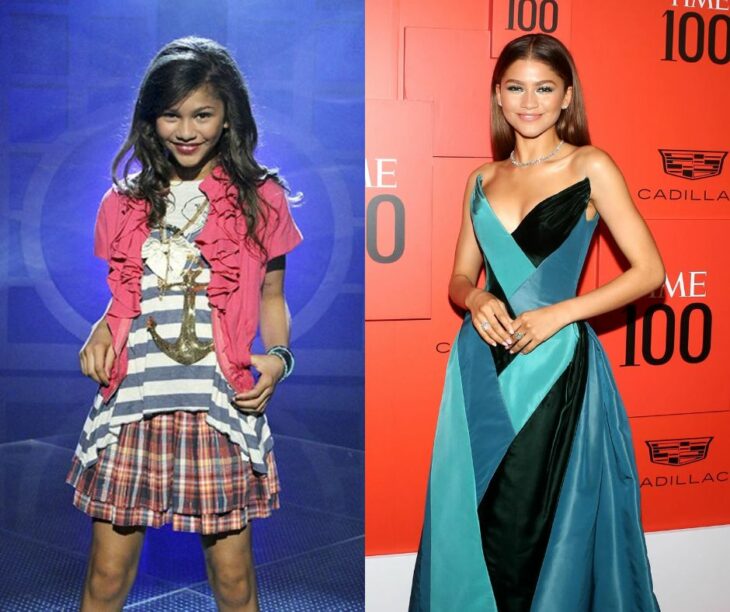 Zendaya antes y después en la alfombra roja