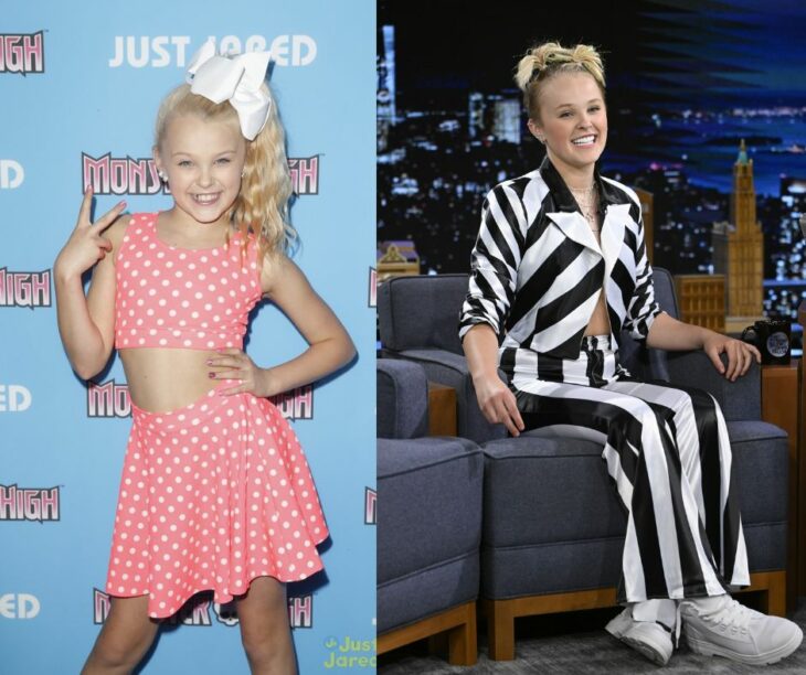 JoJo Siwa antes y después en la alfombra roja