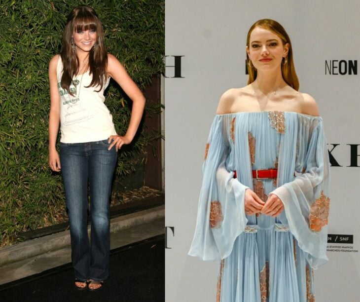 Emma Stone antes y después en la alfombra roja