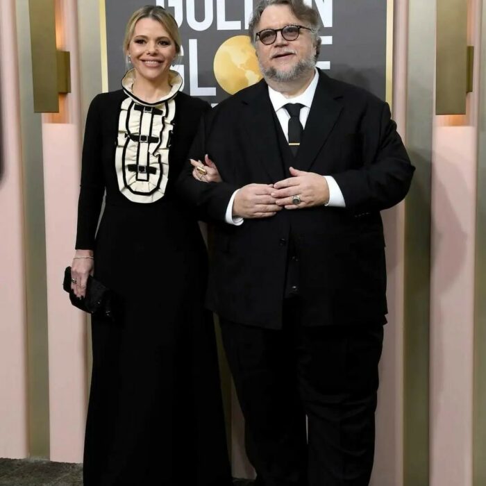 Guillermo del Toro y su esposa Kim Morgan en los golden globes 2023