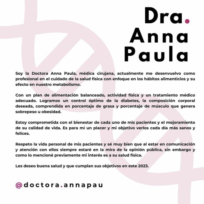 Doctora Anna Paula comunicado