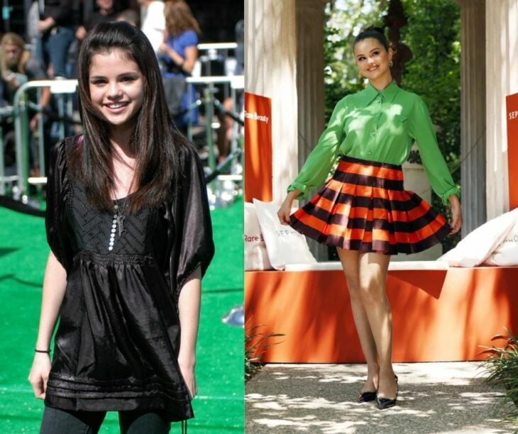 Selena Gómez antes y después en la alfombra roja