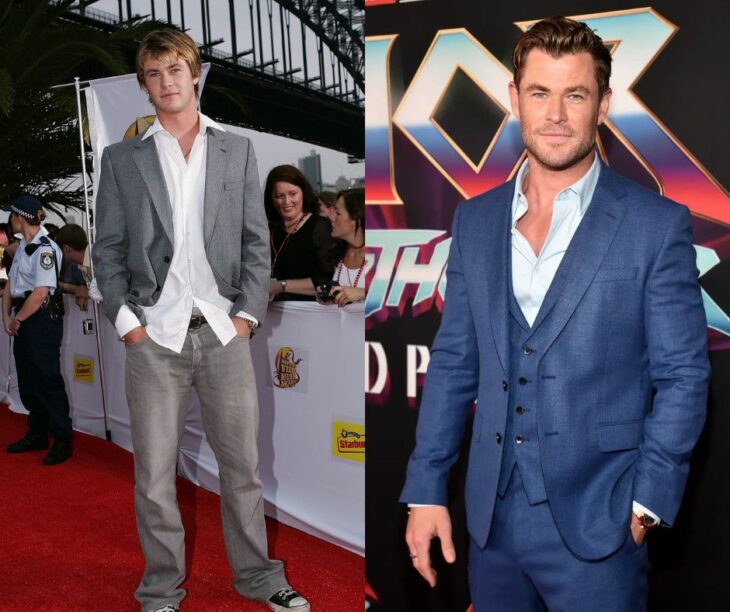 Chris Hemsworth before and after on the red carpet