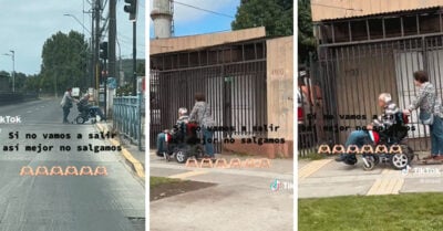 Abuelita “skater” acompaña a su esposo en silla de ruedas por las calles
