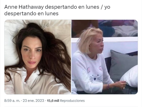 captura de pantalla de una foto de Anne _Hathaway en comparación con Laura Bozzo