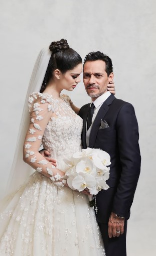 Marc Anthony and Nadia Ferreira on their wedding day