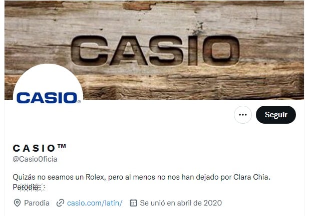 perfil de cuenta falsa de casio