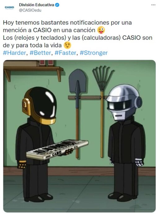 cuenta verificado de casio reacciona a la cancion de Shakira