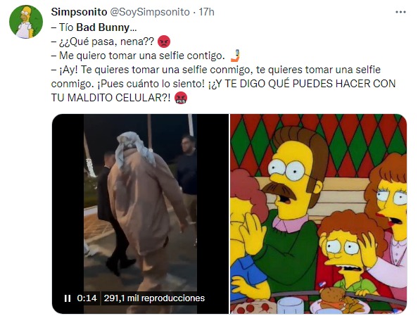 meme de los Simpson por actitud de bad bunny