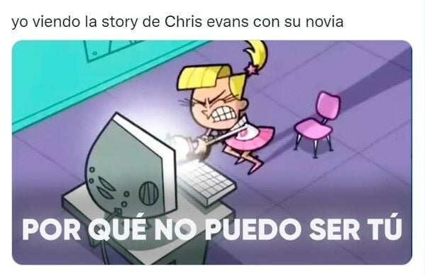 captura de pantalla del meme sobre la gente enterándose sobre la relación de Chris Evans con Alba Baptista
