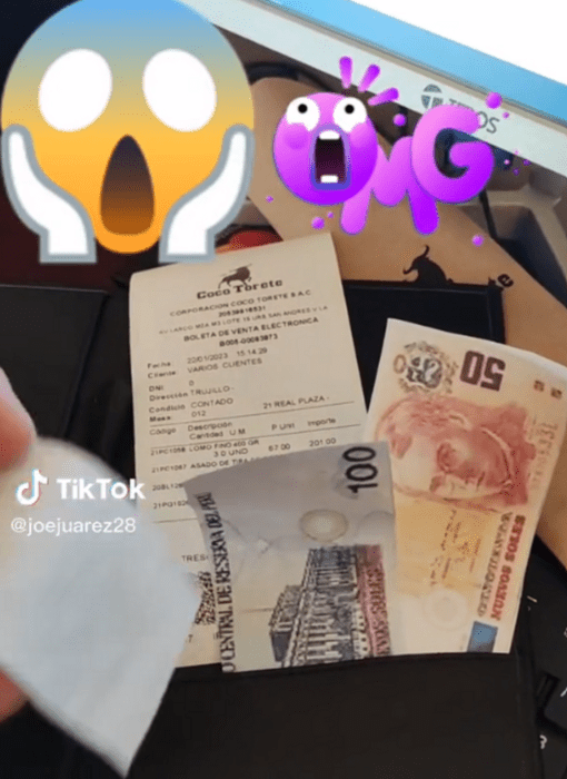 imagen donde se aprecia una cuenta de restaurante con unos billetes falsos