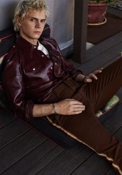 Evan Peters leather jacket