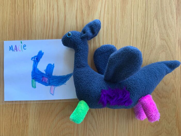 dragon plush design made by a child 