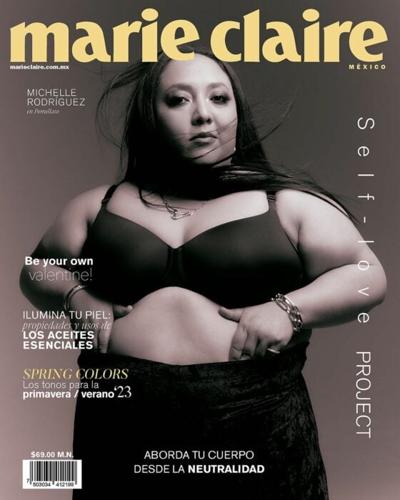 Portada de la revista Marie Claire donde aparece la comediante mexicana Michelle Rodríguez 