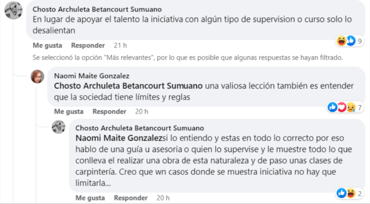 comments in Spanish from users of the Facebook network