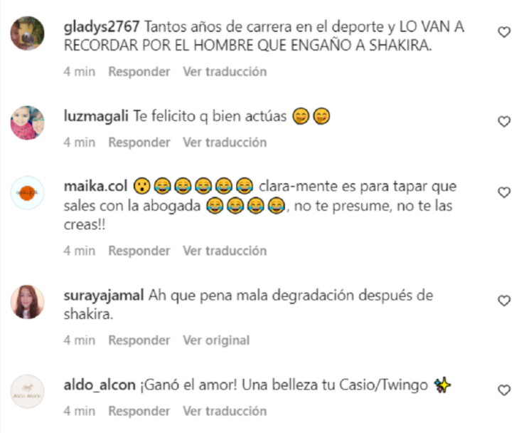 captura de pantalla de comentarios de Instagram en español
