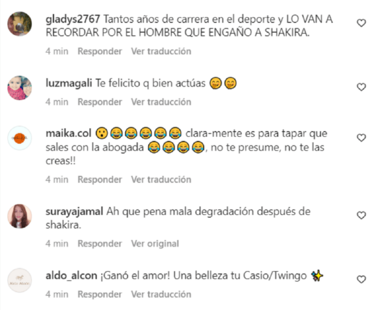 screenshot of Instagram comments in Spanish